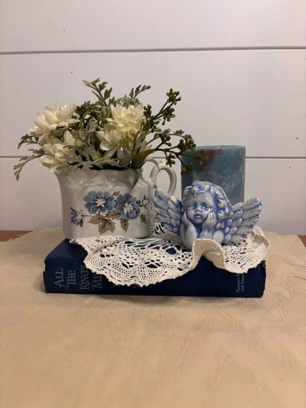 VTG Staffordshire England Blue Blossomtime Ironstone Creamer